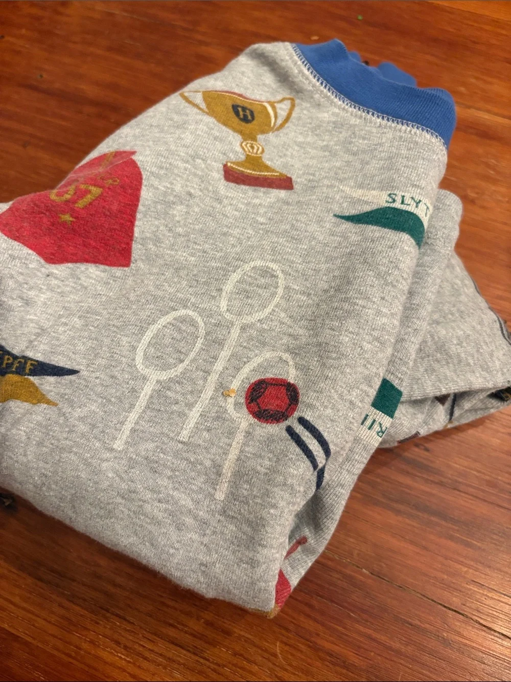 Mini Boden Quiddich Pajama Set with Blue Trim